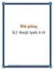 Bài giảng Kỹ thuật lạnh ô tô